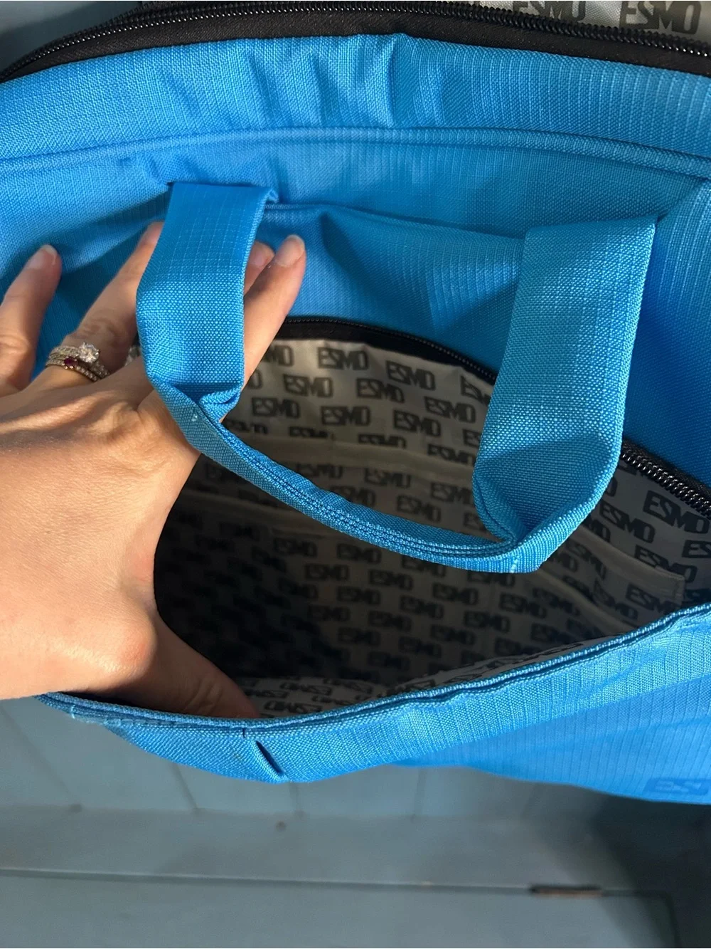 ESMT Light Baby Blue Men's Travel Briefcase or Computer Laptop Crossbody Bag